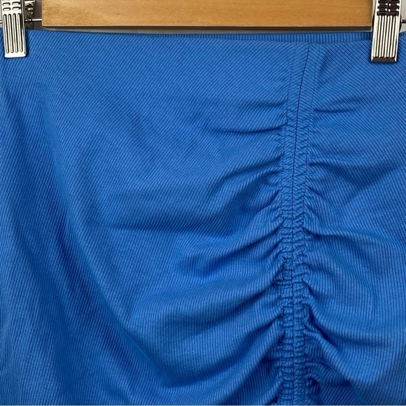 Zara Women’s High Waisted Ruched Rib Mini Blue Stretchy Skirt Size Small - Picture 6 of 16